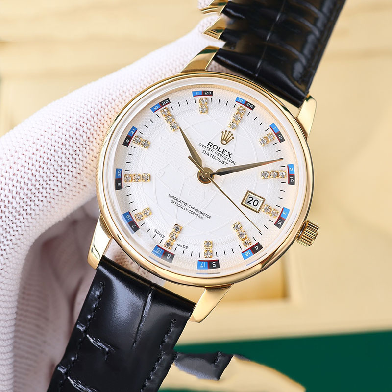 ROLEX 9015 Movement Calf Leather Strap 100m Water Resistant 42mm Mechanical Watches