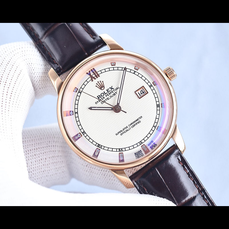 ROLEX Cellini 9015 Movement Calf Leather Strap 100m Water Resistant 42mm Mechanical Watches