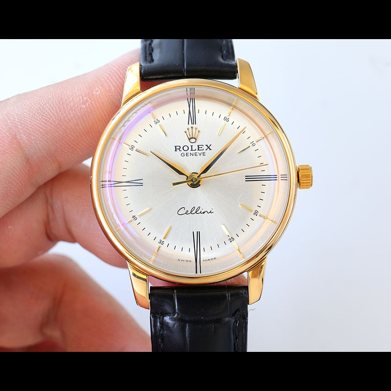 ROLEX Cellini 9015 Movement Calf Leather Strap 100m Water Resistant 42mm Mechanical Watches