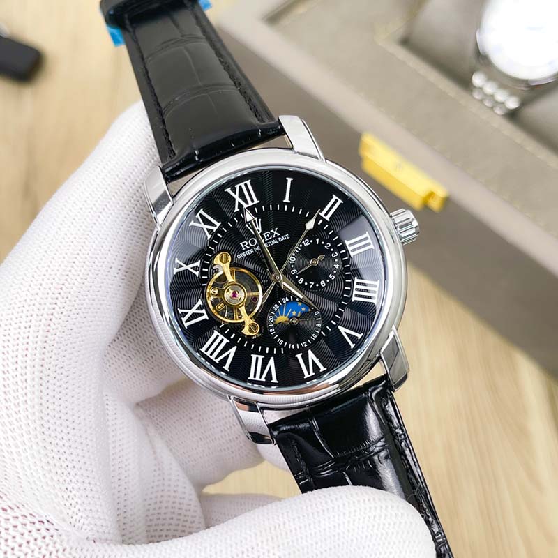 ROLEX 316L Stainless Steel Calf Leather Stainless Steel Bracelet Automatic 42mm 11mm Mechanical Watches