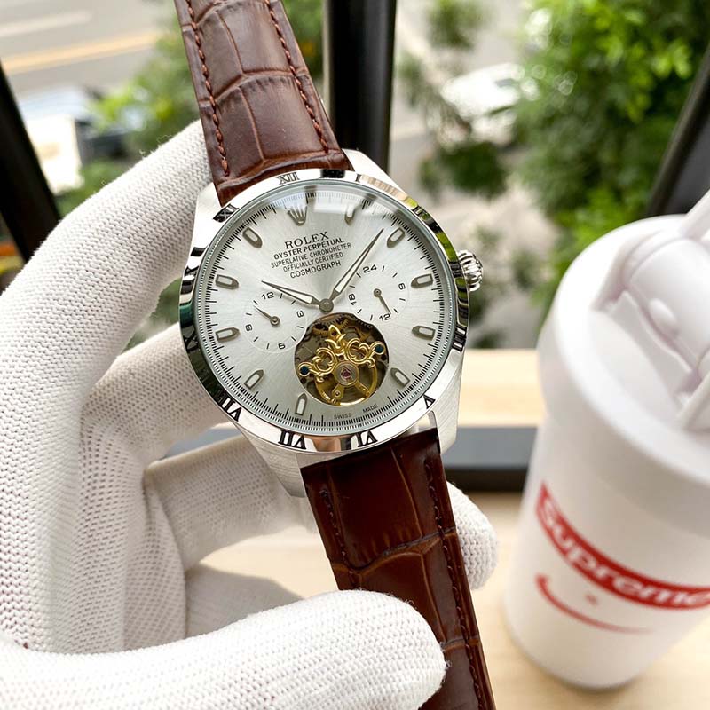 ROLEX 316L Stainless Steel Genuine Cowhide Bracelet Automatic Movement Mechanical Movement 41mm 12mm Mechanical Watches