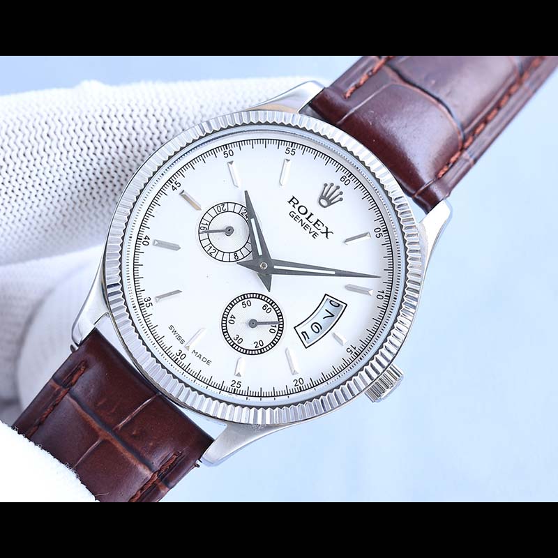 ROLEX 316L Stainless Steel Mineral Crystal Calf Leather Strap Stainless Steel Case Automatic Movement Mechanical Movement 4312mm Mechanical Watches