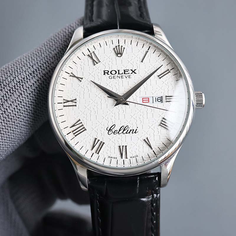 ROLEX Sapphire Genuine Leather Bracelet Stainless Steel Bracelet 42mm 12mm Mechanical Watches