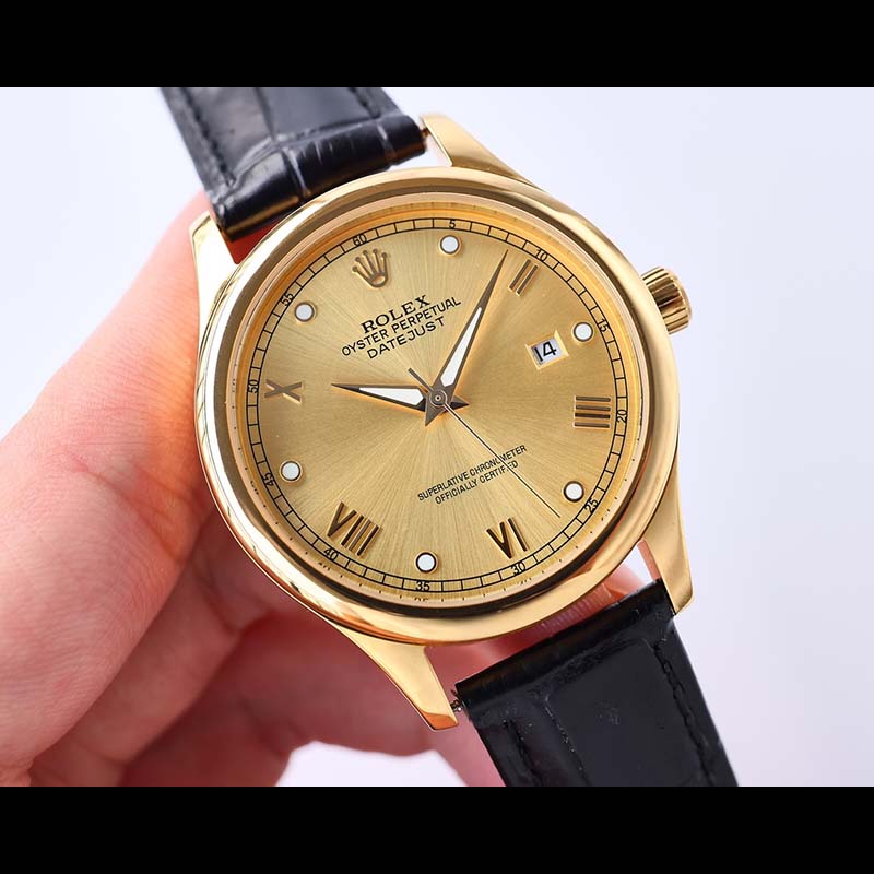 ROLEX Men's 8215 Movement 316L Stainless Steel Sapphire Crystal Calf Leather Stainless Steel Case Waterproof Luminous 40mm Mechanical Watches