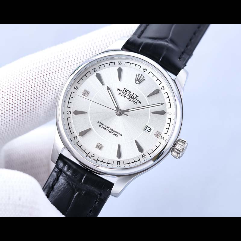 ROLEX 8215 Movement 316L Stainless Steel Sapphire Calf Leather Waterproof 39.5mm Mechanical Watches