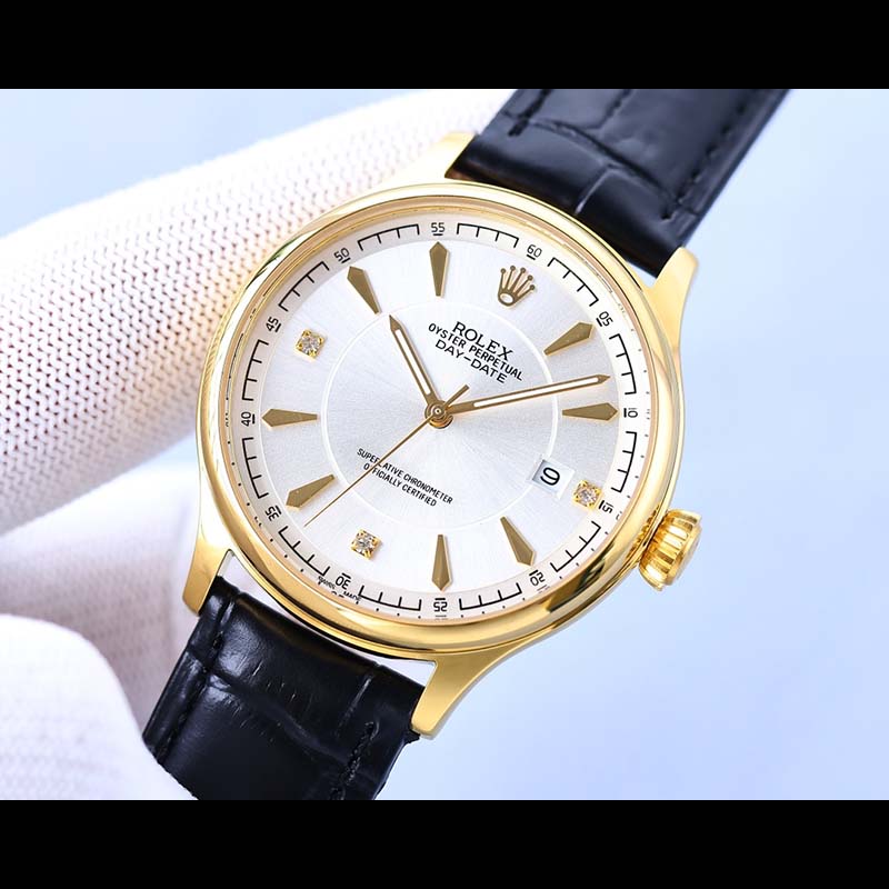 ROLEX 8215 Movement 316L Stainless Steel Sapphire Calf Leather Waterproof 39.5mm Mechanical Watches