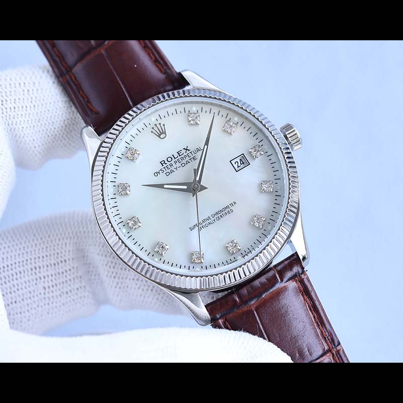 ROLEX 316L Stainless Steel Mineral Crystal Calf Leather Strap Stainless Steel Case Mechanical Movement 4010.3mm Mechanical Watches