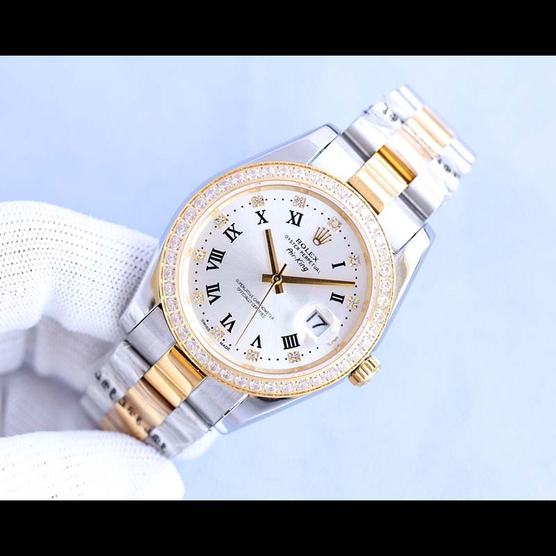 ROLEX 316L Stainless Steel Mineral Crystal Calf Leather Strap Stainless Steel Case Mechanical Movement Mechanical Watches