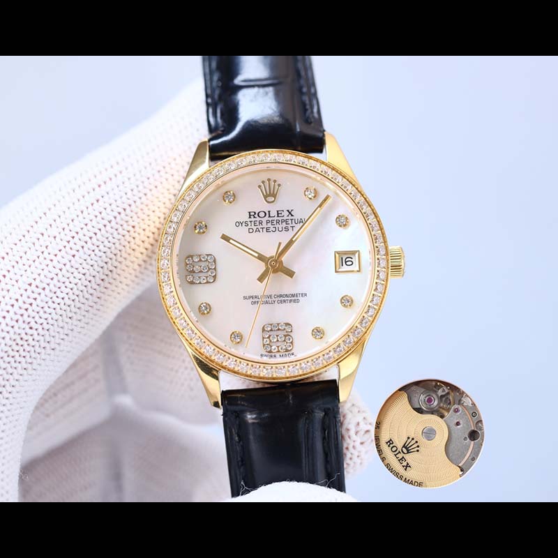ROLEX Datejust 316L Stainless Steel 316L Stainless Steel Sapphire Calf Leather Strap Stainless Steel Bracelet Waterproof Mechanical Watches