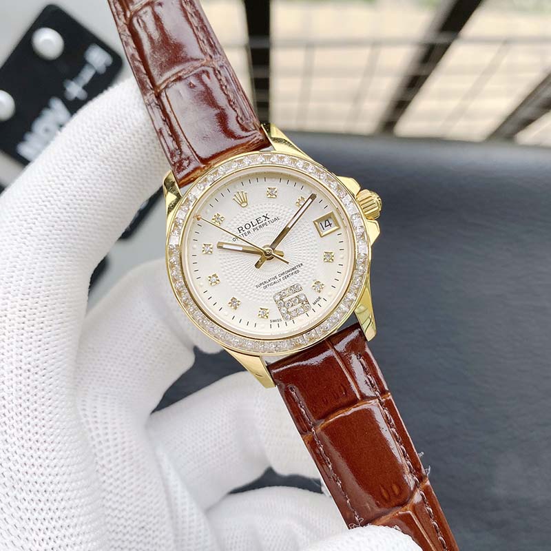 ROLEX Women's 316L Stainless Steel Cubic Zirconia 3310mm Mechanical Watches