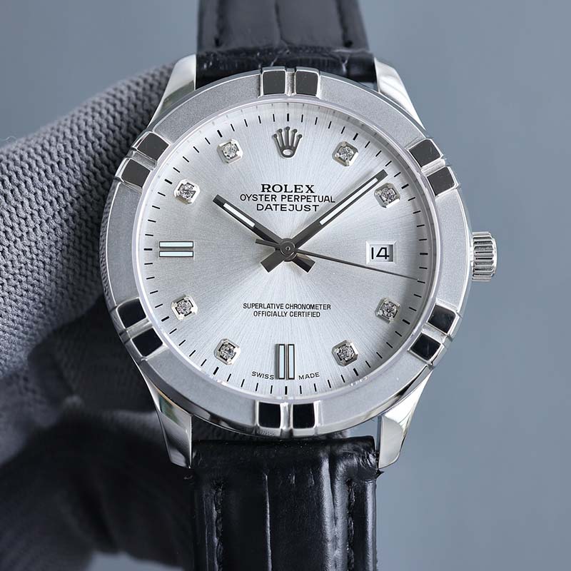 ROLEX Datejust 9015 Movement 316L Stainless Steel Sapphire Crystal Calf Leather Stainless Steel Case Waterproof Mechanical Watches