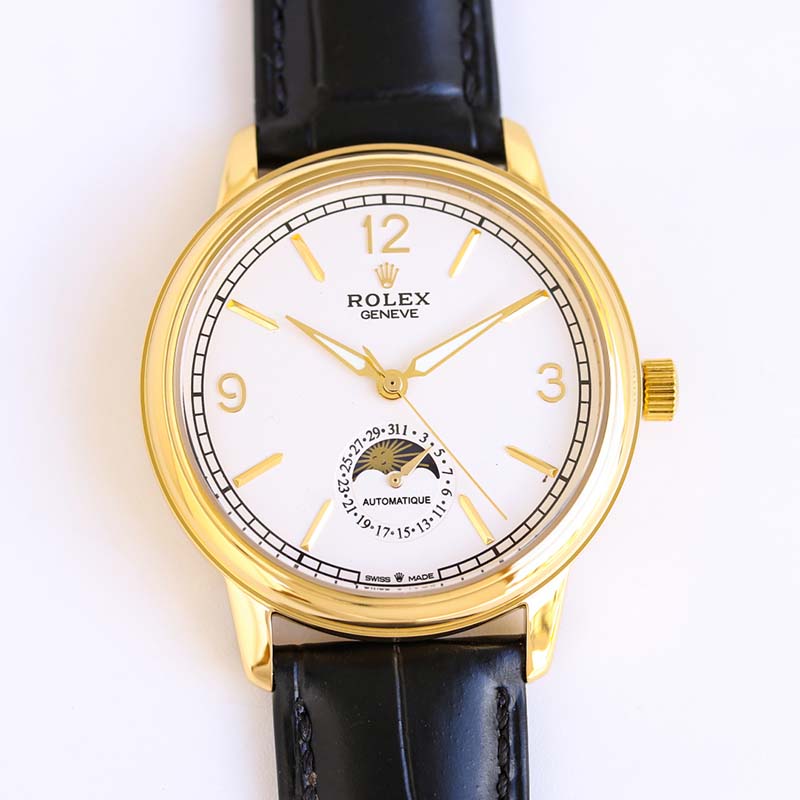 ROLEX Cellini Moonphase Swiss ETA2824 316L Stainless Steel Sapphire Crystal Stainless Steel Case Water Resistant 40mm Mechanical Watches
