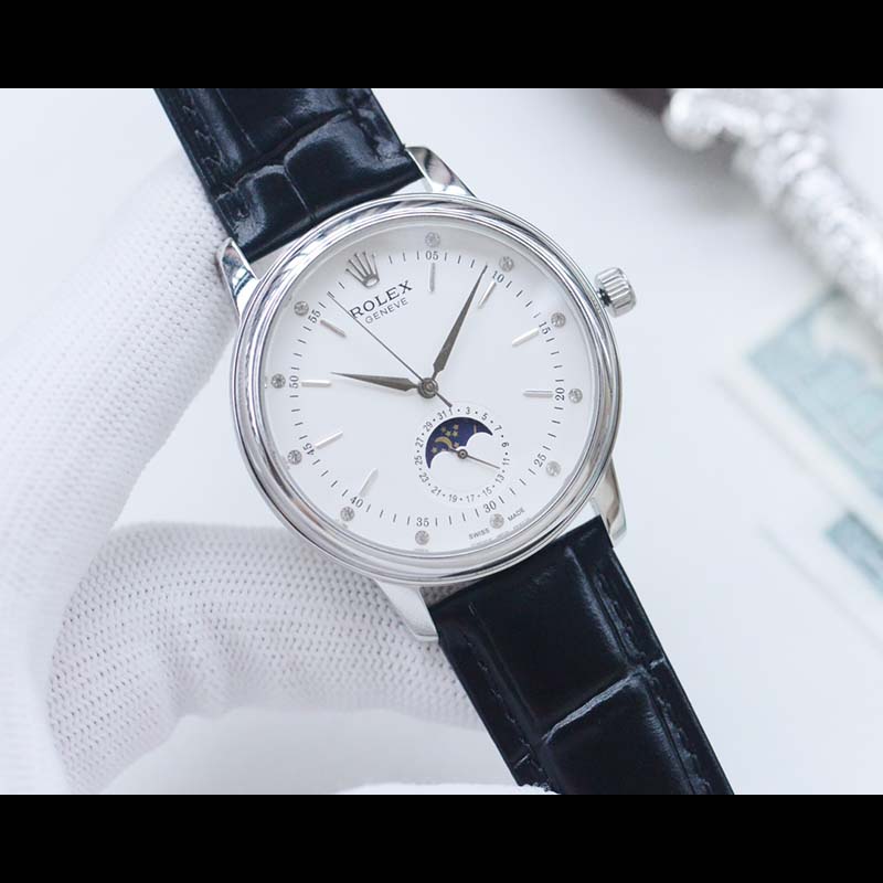 ROLEX Cellini Moonphase Swiss ETA2824 316L Stainless Steel Sapphire Crystal Stainless Steel Case Water Resistant 40mm Mechanical Watches