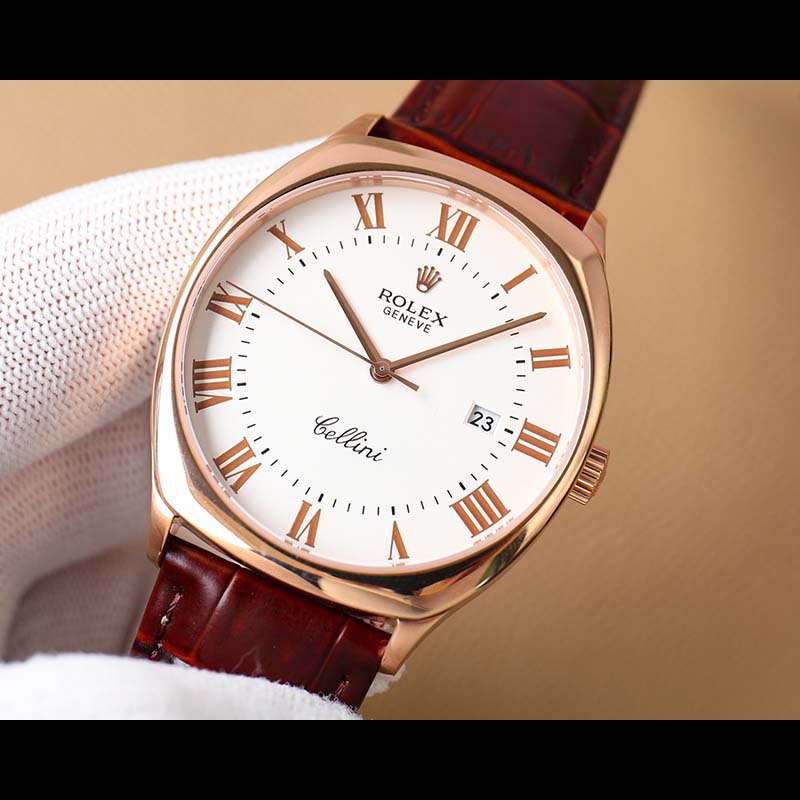 ROLEX Cellini 9015 Movement 316L Stainless Steel Sapphire Crystal Calf Leather Stainless Steel Case 40mm Mechanical Watches