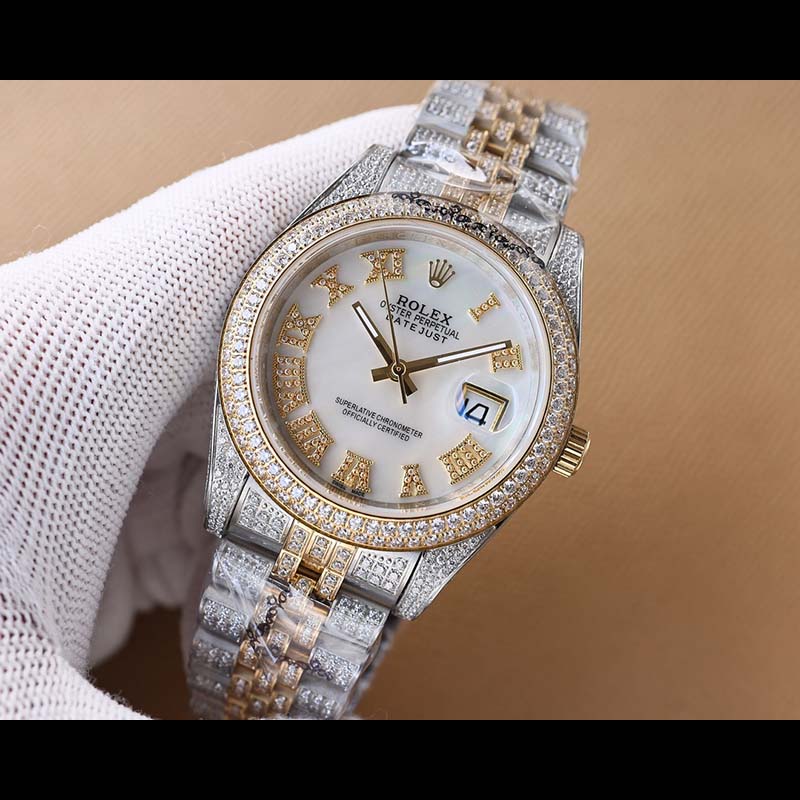 ROLEX Oyster Perpetual Full Diamond 316L Stainless Steel Sapphire Crystal Automatic Movement 41mm Mechanical Watches