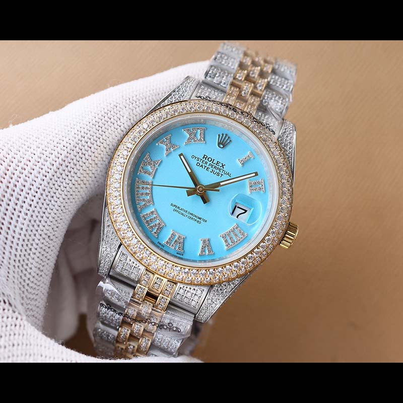 ROLEX Oyster Perpetual Full Diamond 316L Stainless Steel Sapphire Crystal Automatic Movement 41mm Mechanical Watches