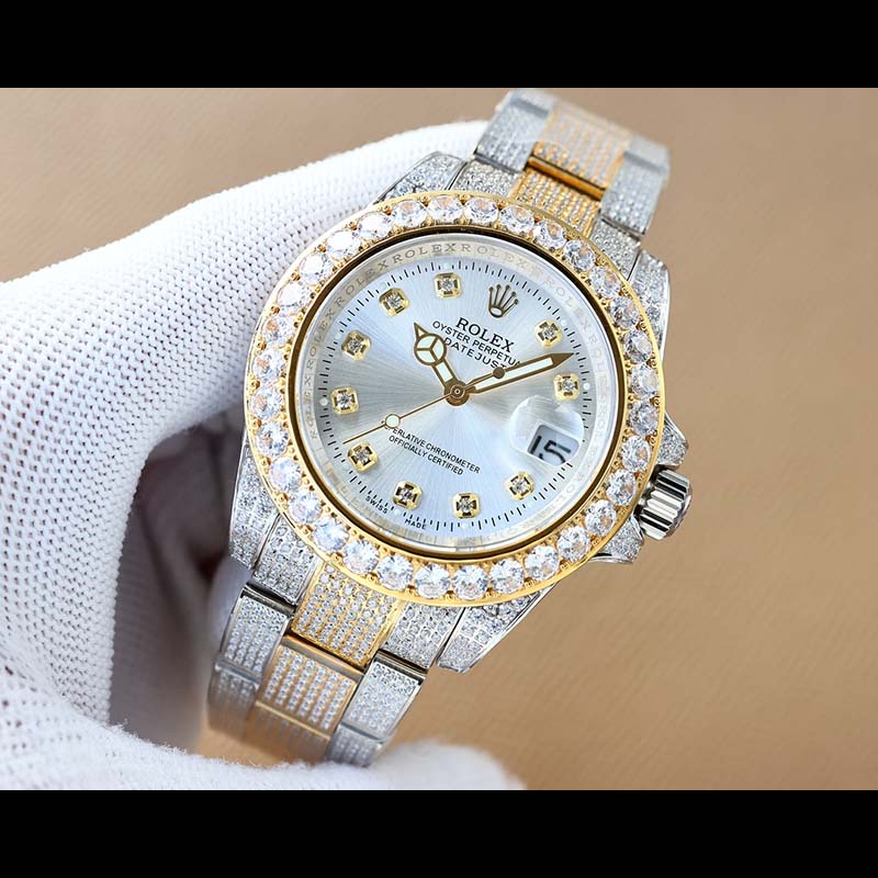 ROLEX Full Diamond Swarovski Pave-Set 42mm Mechanical Watches