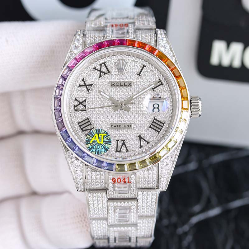 ROLEX Datejust 2824 Movement Sapphire Crystal Swarovski Full Diamond Automatic Movement Mechanical Movement 41mm Mechanical Watches