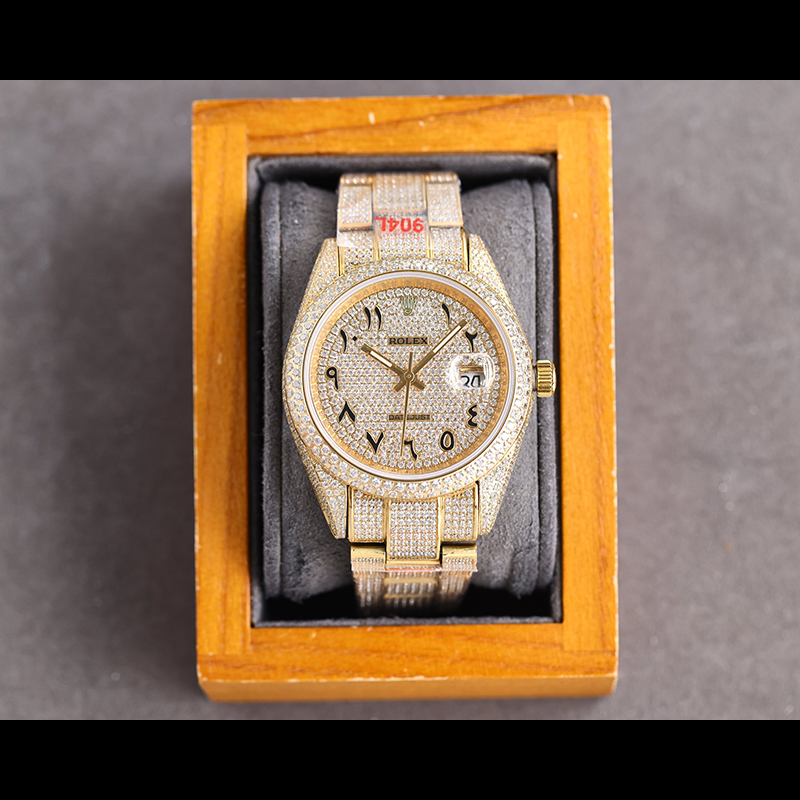 ROLEX Full Diamond 2824 Movement Stainless Steel Swarovski Pave-Set 40mm Mechanical Watches