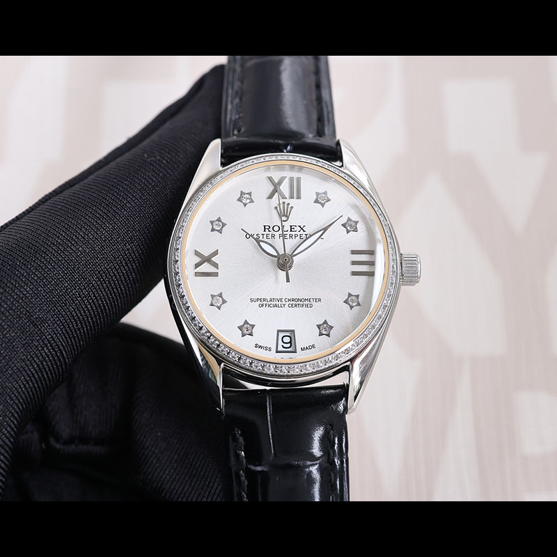 ROLEX Women's Ceramic Swarovski Waterproof Super-Luminova Automatic Movement Mechanical Movement 33mm Mechanical Watches