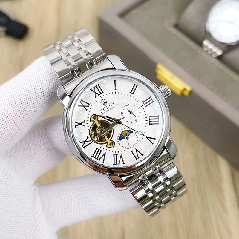 ROLEX 316L Stainless Steel Calf Leather Stainless Steel Bracelet Automatic 42mm 11mm Mechanical Watches