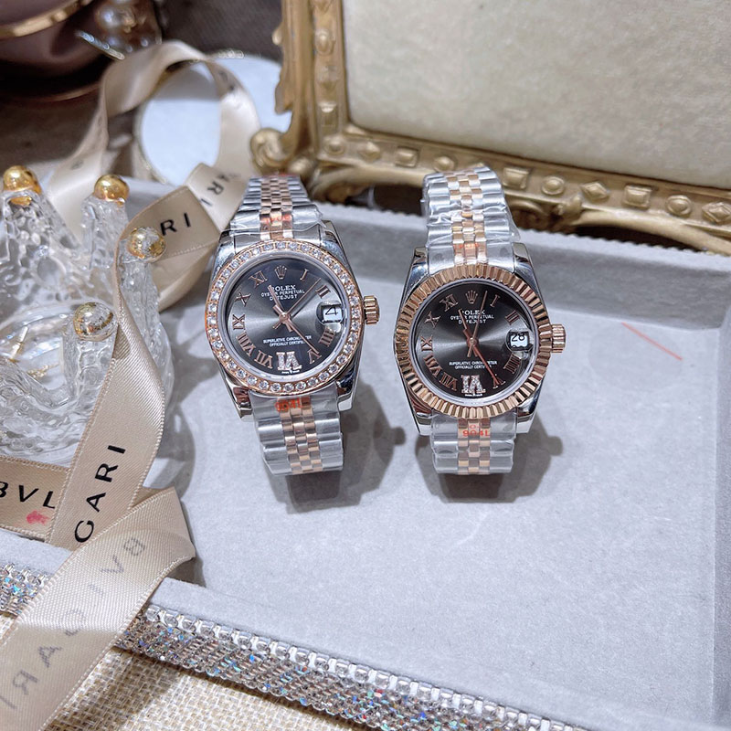 ROLEX Datejust Women's Cement Gray 316L Stainless Steel Stainless Steel Case Swarovski 31mm Mechanical Watches