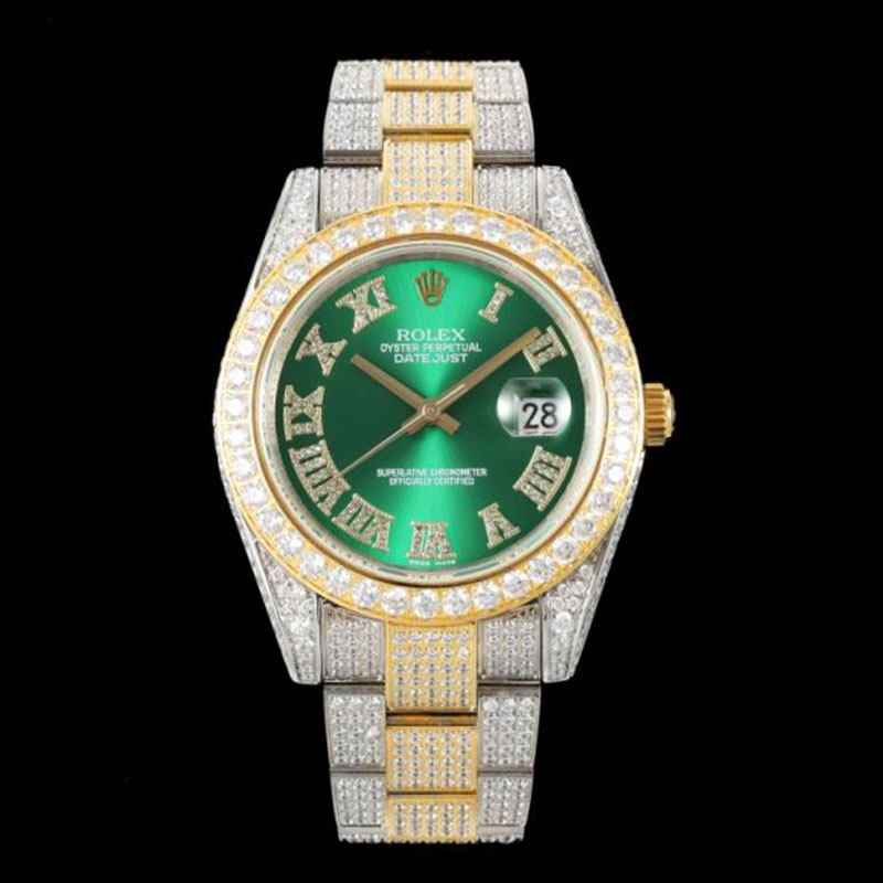 ROLEX Full Diamond Stainless Steel Swarovski Pave-Set Mechanical Watches