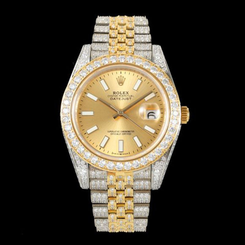 ROLEX Full Diamond Stainless Steel Swarovski Pave-Set Mechanical Watches