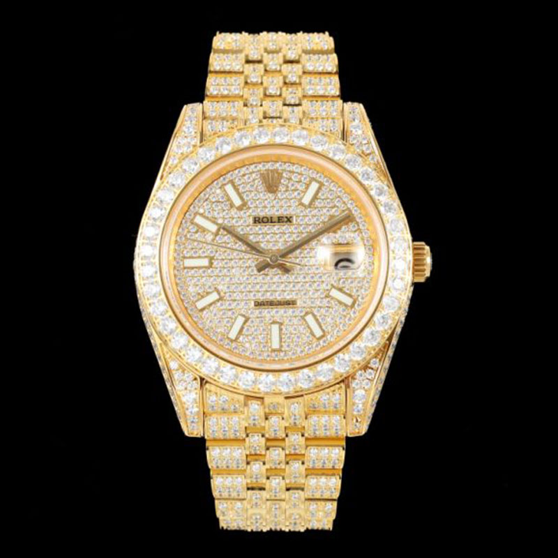 ROLEX Full Diamond Stainless Steel Swarovski Pave-Set Mechanical Watches