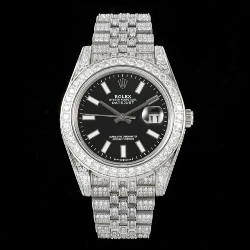 ROLEX Full Diamond Stainless Steel Swarovski Pave-Set Mechanical Watches