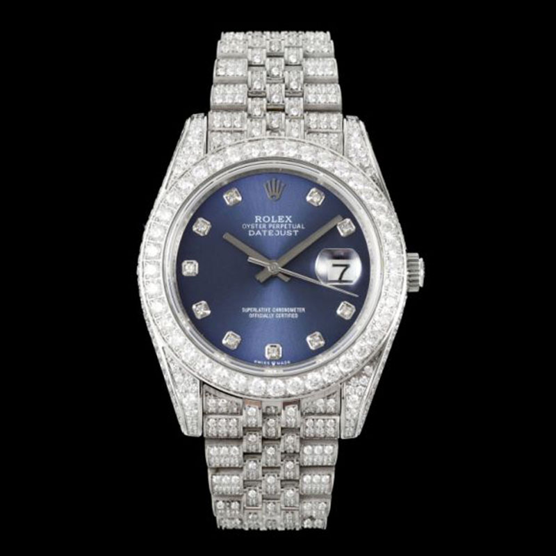 ROLEX Full Diamond Stainless Steel Swarovski Pave-Set Mechanical Watches