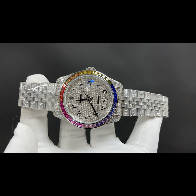 ROLEX Cubic Zirconia Full Diamond Automatic Movement Mechanical Movement Mechanical Watches