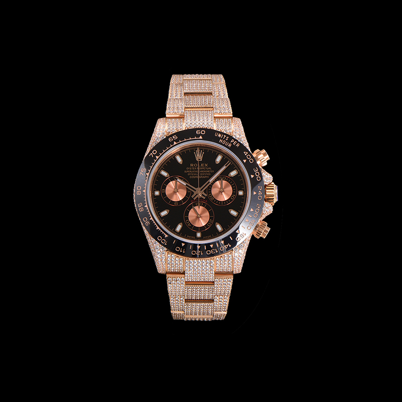 ROLEX Daytona Full Diamond Stainless Steel Swarovski Pave-Set Chronograph Mechanical Watches