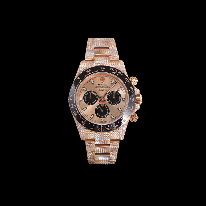 ROLEX Daytona Full Diamond Stainless Steel Swarovski Pave-Set Chronograph Mechanical Watches