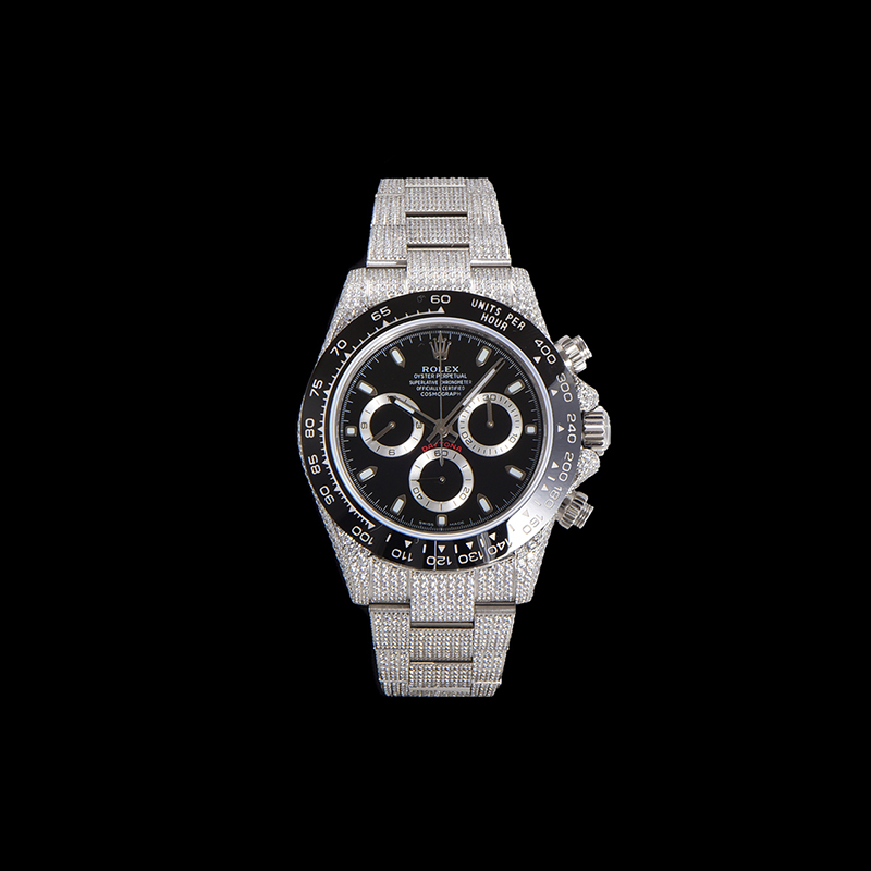 ROLEX Daytona Full Diamond Stainless Steel Swarovski Pave-Set Chronograph Mechanical Watches
