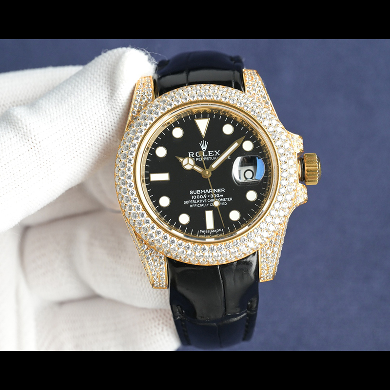 ROLEX Submariner Alligator Gold Pave-Set Water Ghost Mechanical Watches