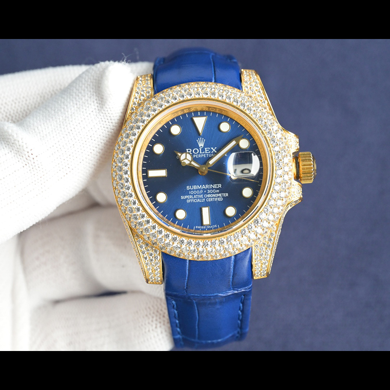ROLEX Submariner Alligator Gold Pave-Set Water Ghost Mechanical Watches