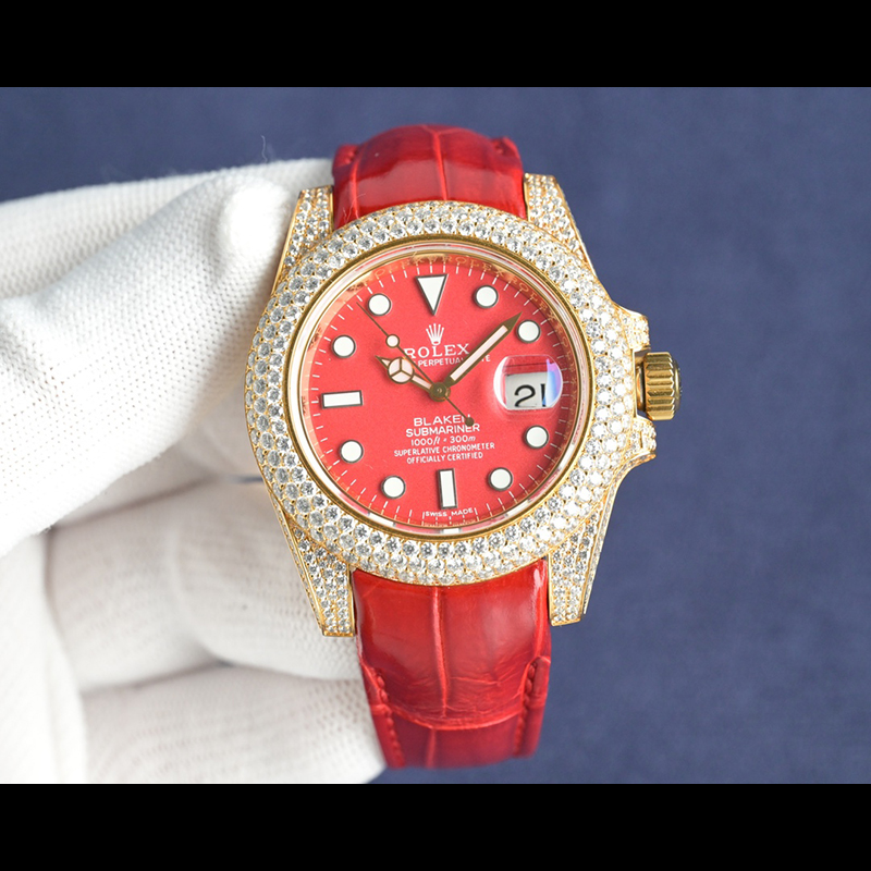 ROLEX Submariner Alligator Gold Pave-Set Water Ghost Mechanical Watches