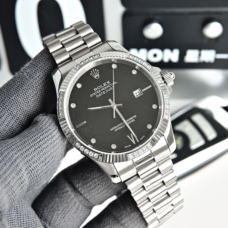 ROLEX Full Diamond 8215 Movement Swarovski Pave-Set 42mm Mechanical Watches