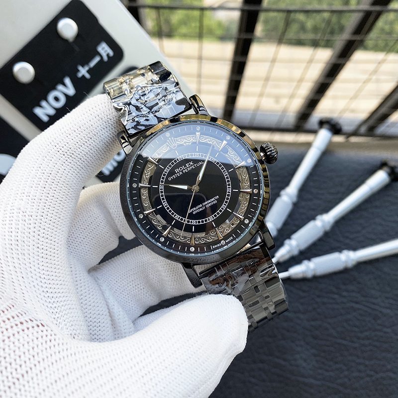 ROLEX 316L Stainless Steel Sapphire Crystal Genuine Cowhide Bracelet Mechanical Movement 40mm 12mm Mechanical Watches