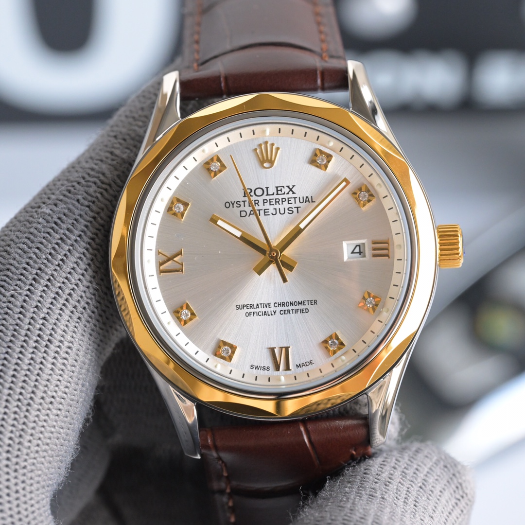 ROLEX Datejust 316L Stainless Steel 316L Stainless Steel Sapphire Calf Leather Strap Stainless Steel Bracelet Waterproof Mechanical Watches