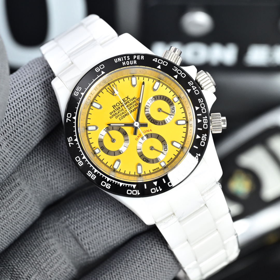 ROLEX Daytona Ceramic Case Super-Luminova Quartz Movement Chronograph 43mm Mechanical Watches