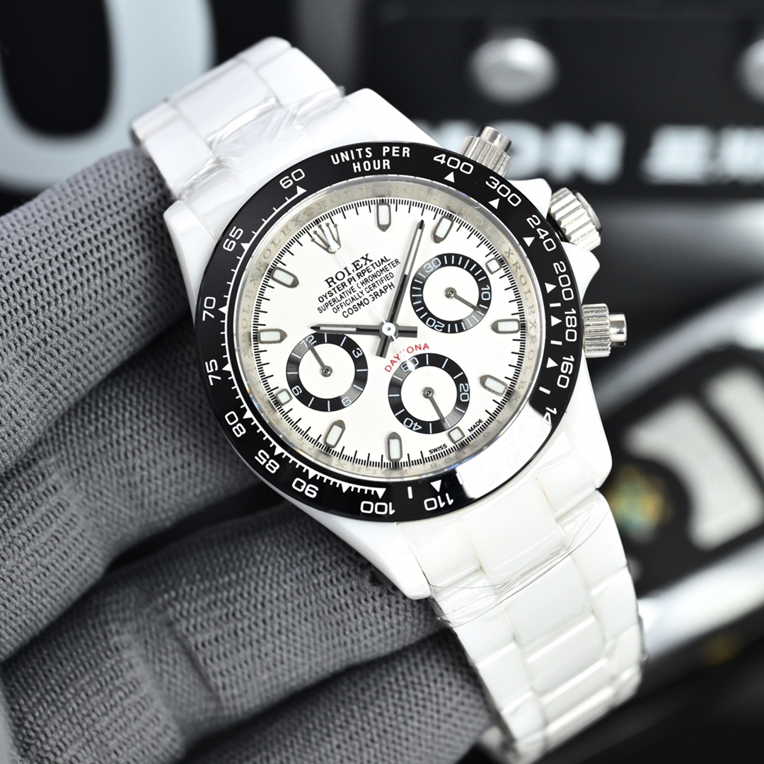 ROLEX Daytona Ceramic Case Super-Luminova Quartz Movement Chronograph 43mm Mechanical Watches