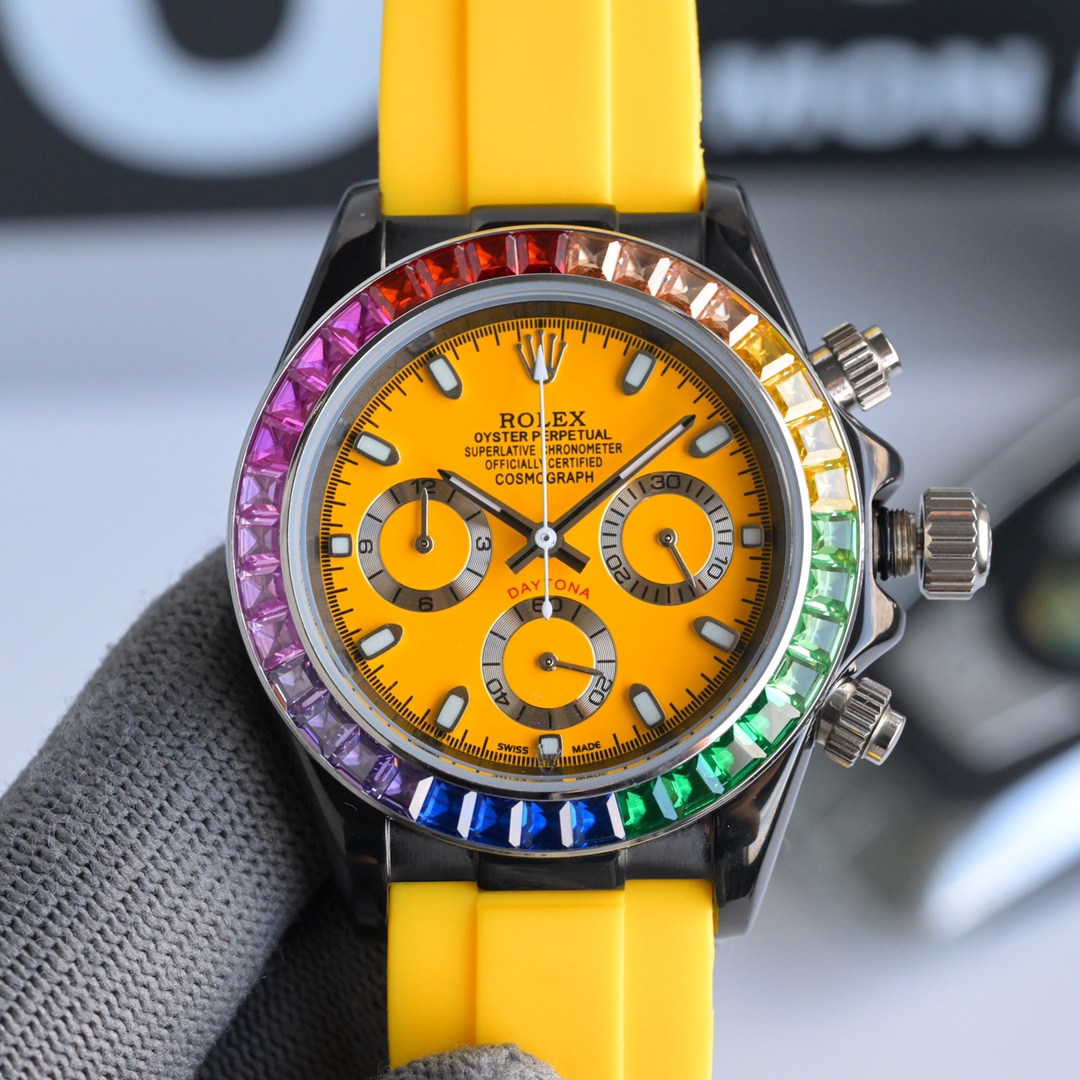 ROLEX Daytona 316L Stainless Steel Stainless Steel Case Super-Luminova Quartz Movement Chronograph 43mm Mechanical Watches