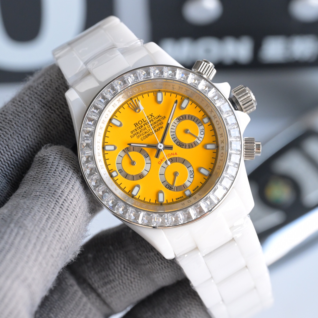 ROLEX Daytona Ceramic Case Super-Luminova Quartz Movement Chronograph 43mm Mechanical Watches