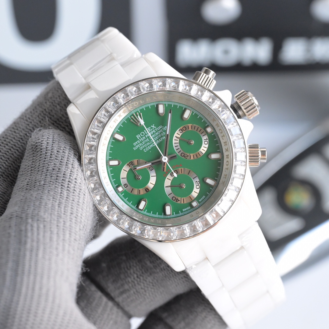 ROLEX Daytona Ceramic Case Super-Luminova Quartz Movement Chronograph 43mm Mechanical Watches