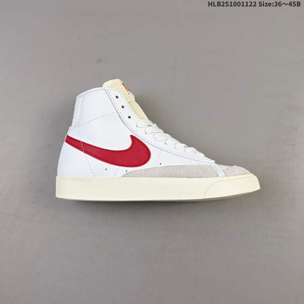 NIKE BLAZER MID '77 SUEDE IS A HIGH-TOP SNEAKER FEATURING A LARGE SWOOSH LOGO ON SIDE OF UPPER, FINE-GRAINED LEATHER CONSTRUCTION, AND A PREMIUM RUBBER SOLE THAT ENHANCES PERFORMANCE ON COURT.