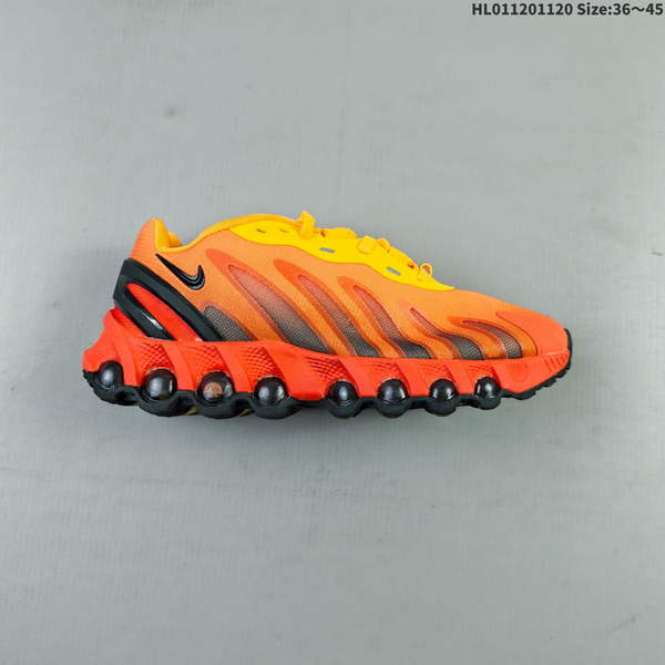 NIKE AIR MAX DN8 FULL-PALM AIR-CUSHIONED TECHNOLOGY RUNNING SHOE FQ7860-005. DESIGN FEATURES A STRIKING GRADIENT FABRIC AND A DYNAMIC WAVE-LIKE PATTERN.
