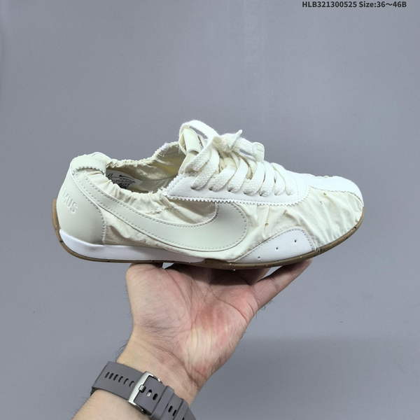JACQUEMUS X NIKE JACUMOON: SOFT, COMFORTABLE, SLIP-RESISTANT, AND DURABLE LOW-TOP CASUAL SNEAKERS FEATURING A BRITISH RETRO DESIGN WITH A DISTINCTIVE CURVED TOE DETAIL, INSPIRED BY EUROPEAN AND AMERICAN FASHION SHOWS.