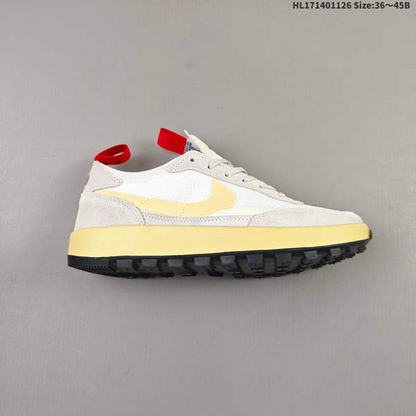 TOM SACHS NIKE GENERAL PURPOSE SHOE IS A COLLABORATIVE LOW-TOP ATHLETIC CASUAL SHOE FEATURING DURABLE FUR LINING AND REINFORCED MESH FABRIC.